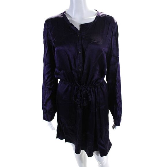 Calypso Saint Barth Womens Silk Half Button Down Shirt Dress Purple Size Small - Picture 1 of 6